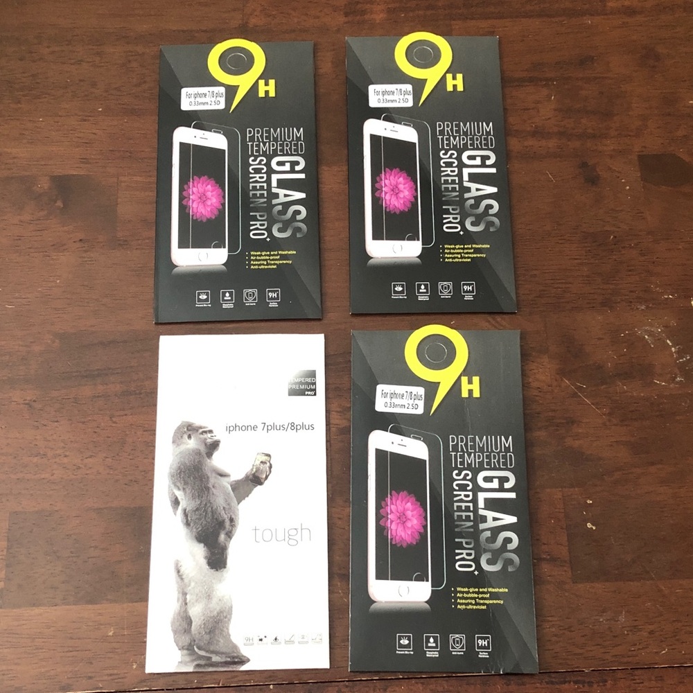 🦇 Premium 9H Tempered Glass Screen Protector for iPhone 7 Plus/8 Plus (4 Packs)